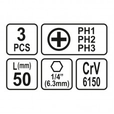 65462 STHOR Set 3 biti phillips PH1, PH2, PH3, pri..